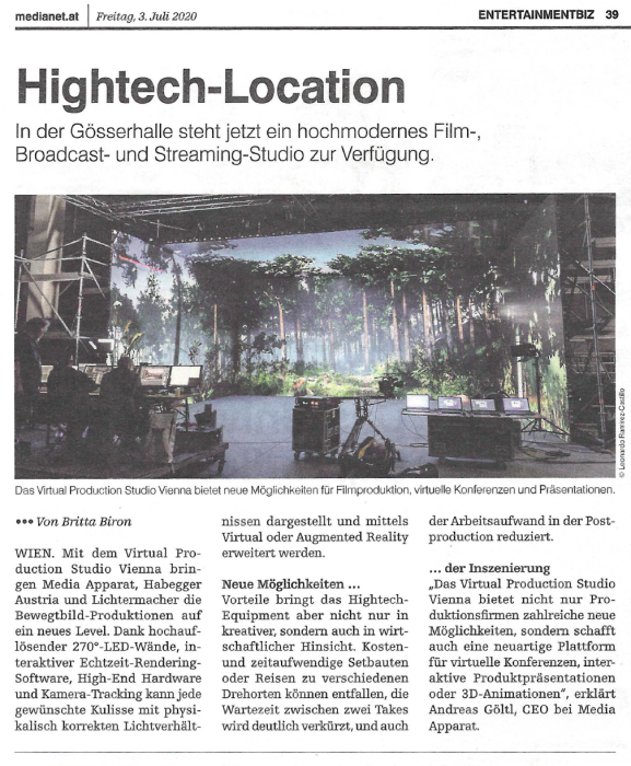Presseartikel im Mediabiz 3.Juli2020